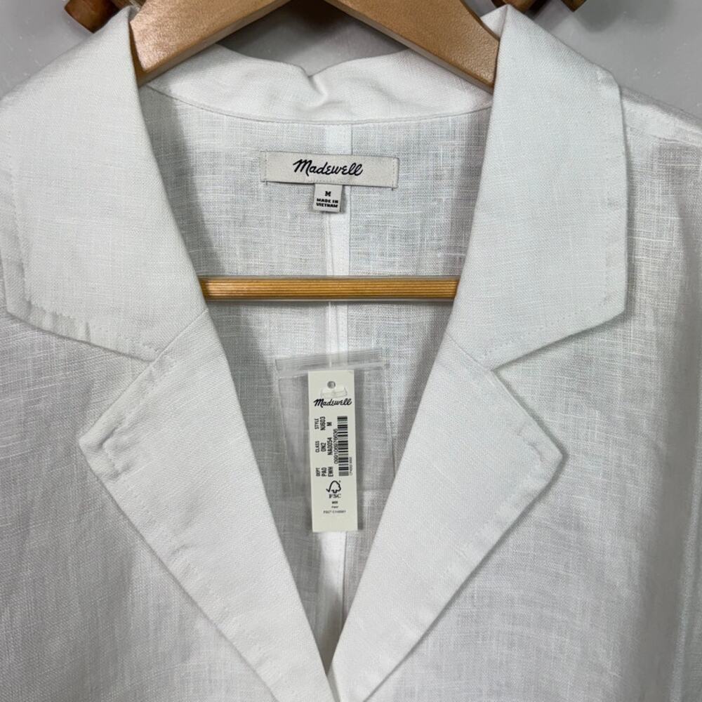 New Madewell 100% Linen Resort Shirt in Eyelet White Size M - Picture 7 of 10